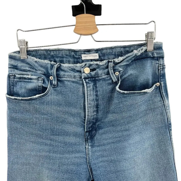 Good American Good Curve Straight‎ Jeans Blue858 Wash Size 14 / 32 - Picture 3 of 12